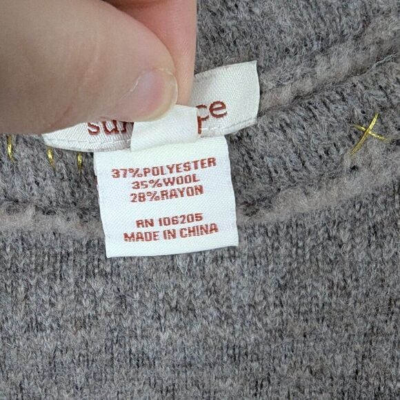 Sundance | Gray Bell Sleeve Cropped Sweater Large - Picture 7 of 8